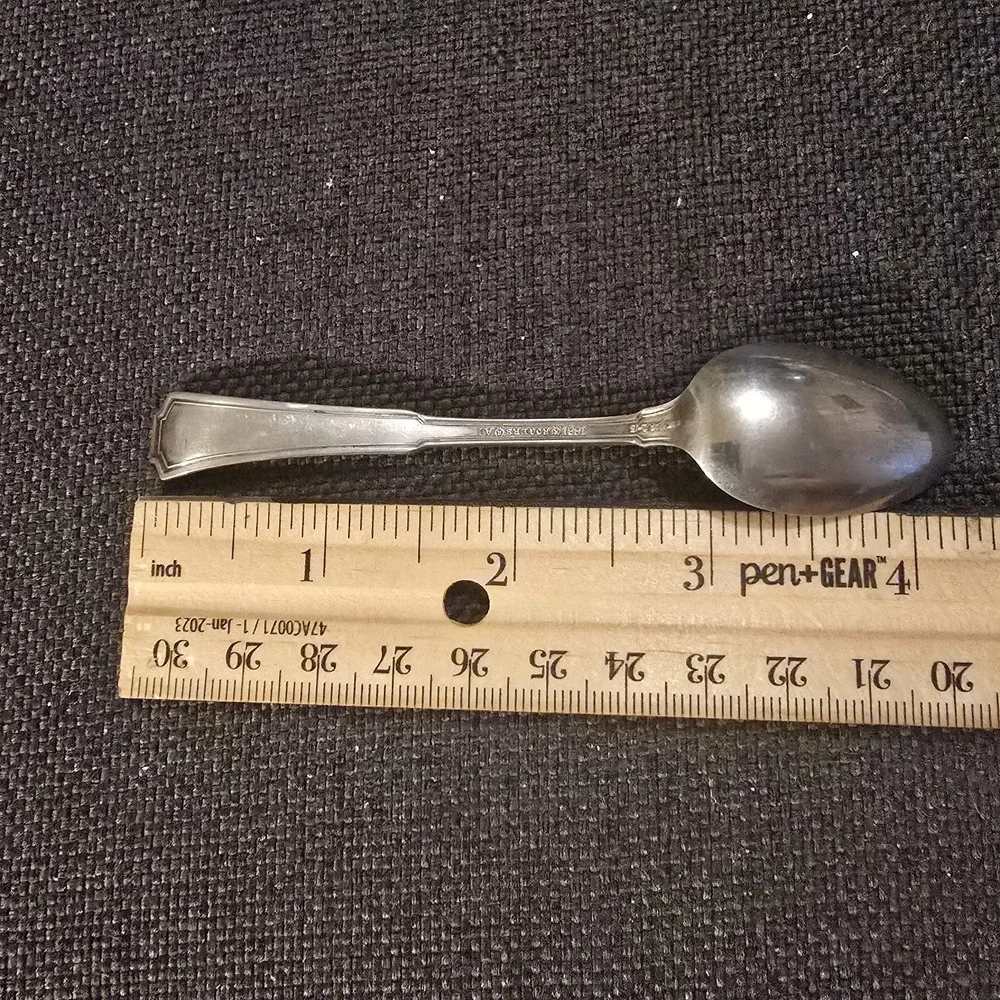 X6 Oneida GRECIAN Silverplate Small Spoon 1881 Rogers Greek Key Flatware 4 1/4